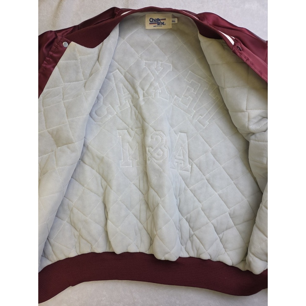 Texas A&M Aggies Vintage 80s Chalk Line Satin Bomber Jacket Maroon Red XXL USA - Picture 9 of 10